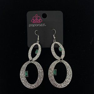 Paparazzi Fashion Jewelry Oval And Oval Again Green Hook Earrings